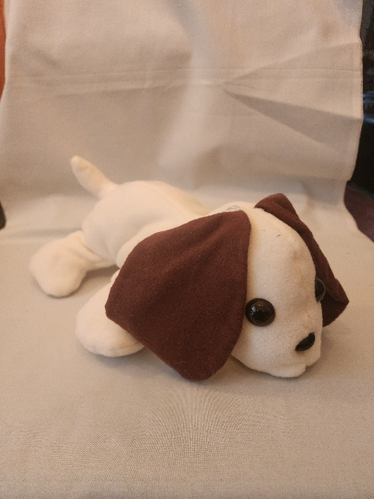 Soft Cream-and-Brown Plush Puppy - Cuddly Decorative Companion