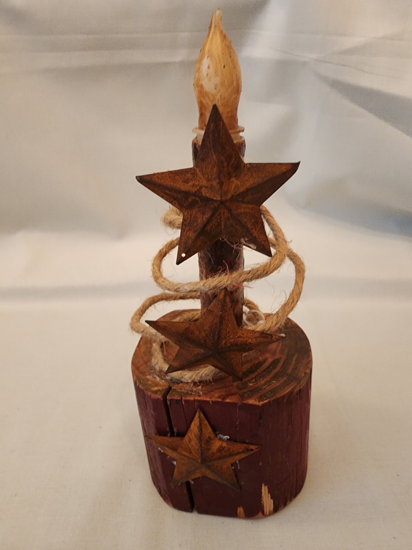 Rustic Primitive candle with Rope and Star Accents