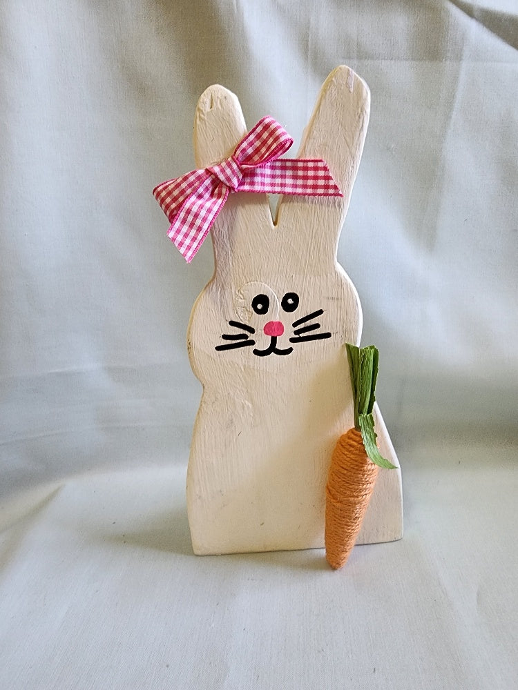 Tall Wood Easter Bunny with Carrot