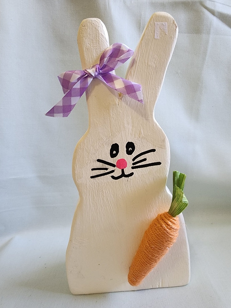 Tall Wood Easter Bunny with Carrot