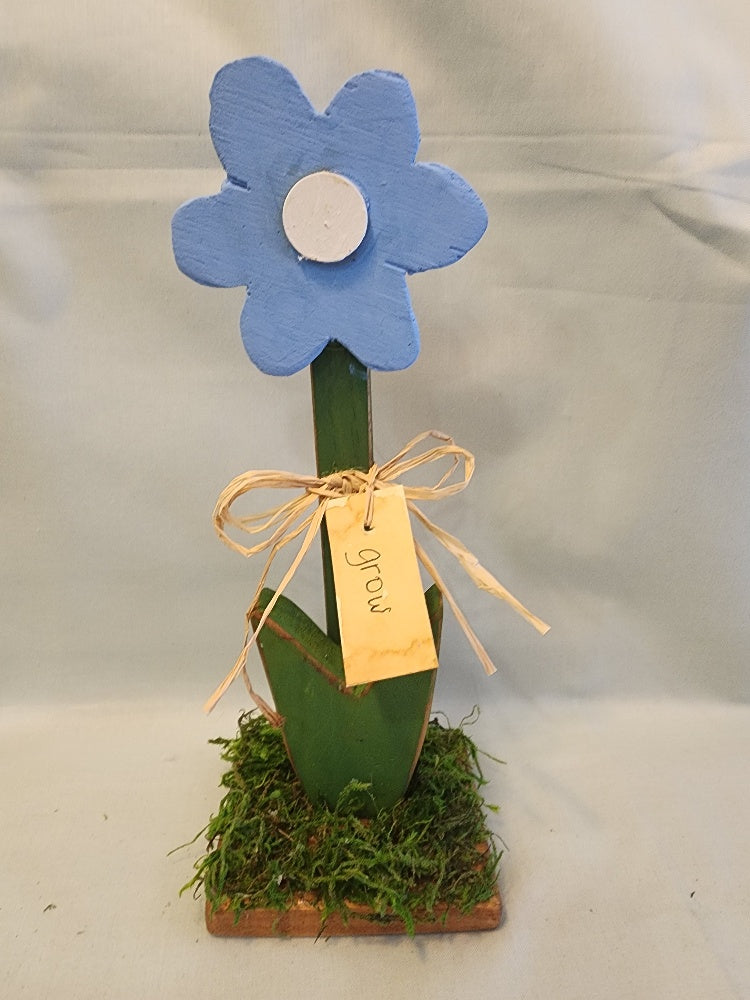 Handcrafted Wooden Spring Flower - Rustic Shelf Sitter