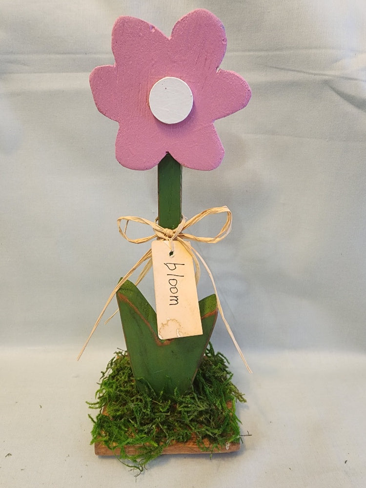 Handcrafted Wooden Spring Flower - Rustic Shelf Sitter