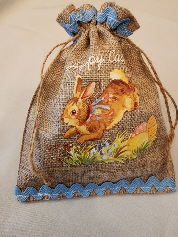 Burlap "Happy Easter" Drawstring Gift Bag