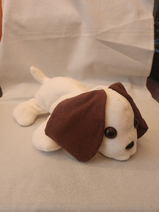 Soft Cream-and-Brown Plush Puppy - Cuddly Decorative Companion