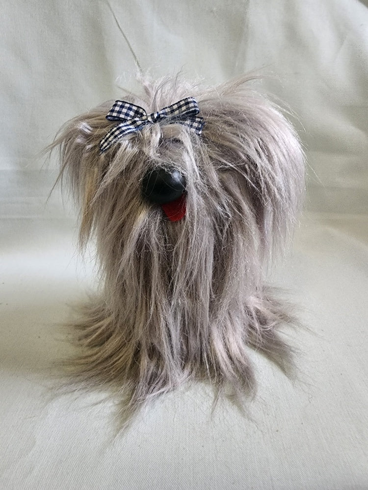 Fluffy Plush Puppy Gnome with Bow