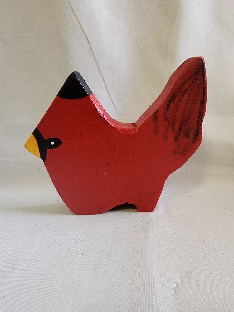 Hand‑Painted Wooden Cardinal