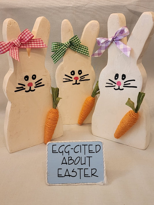 Tall Wood Easter Bunny with Carrot