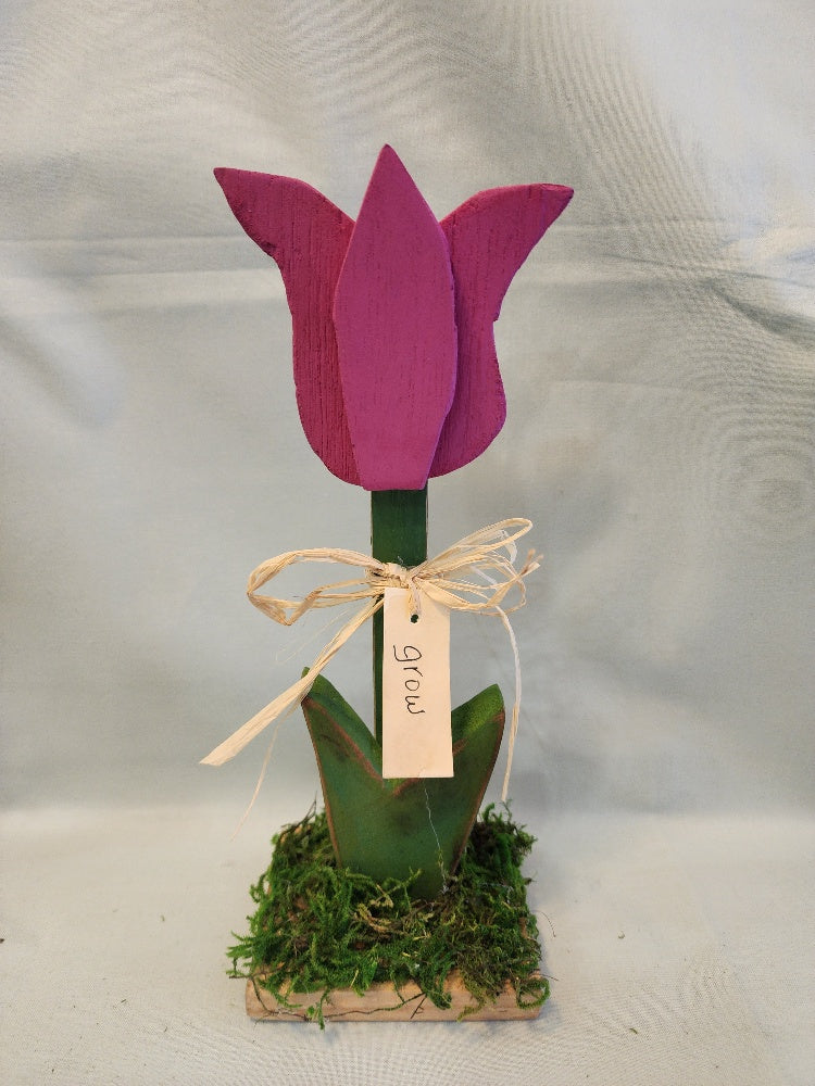 Handcrafted Wooden Tulip - Spring Shelf Sitter