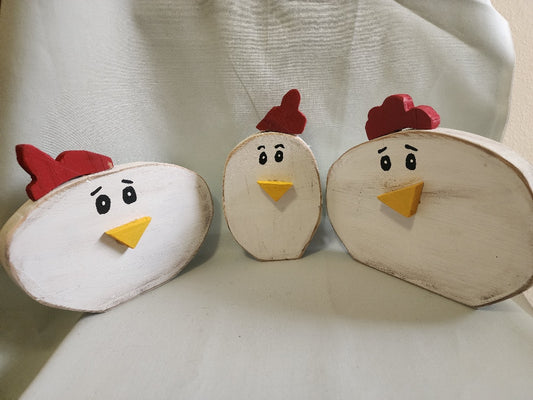 Hand-Crafted Wooden Chickens - Whimsical Farmhouse Decor