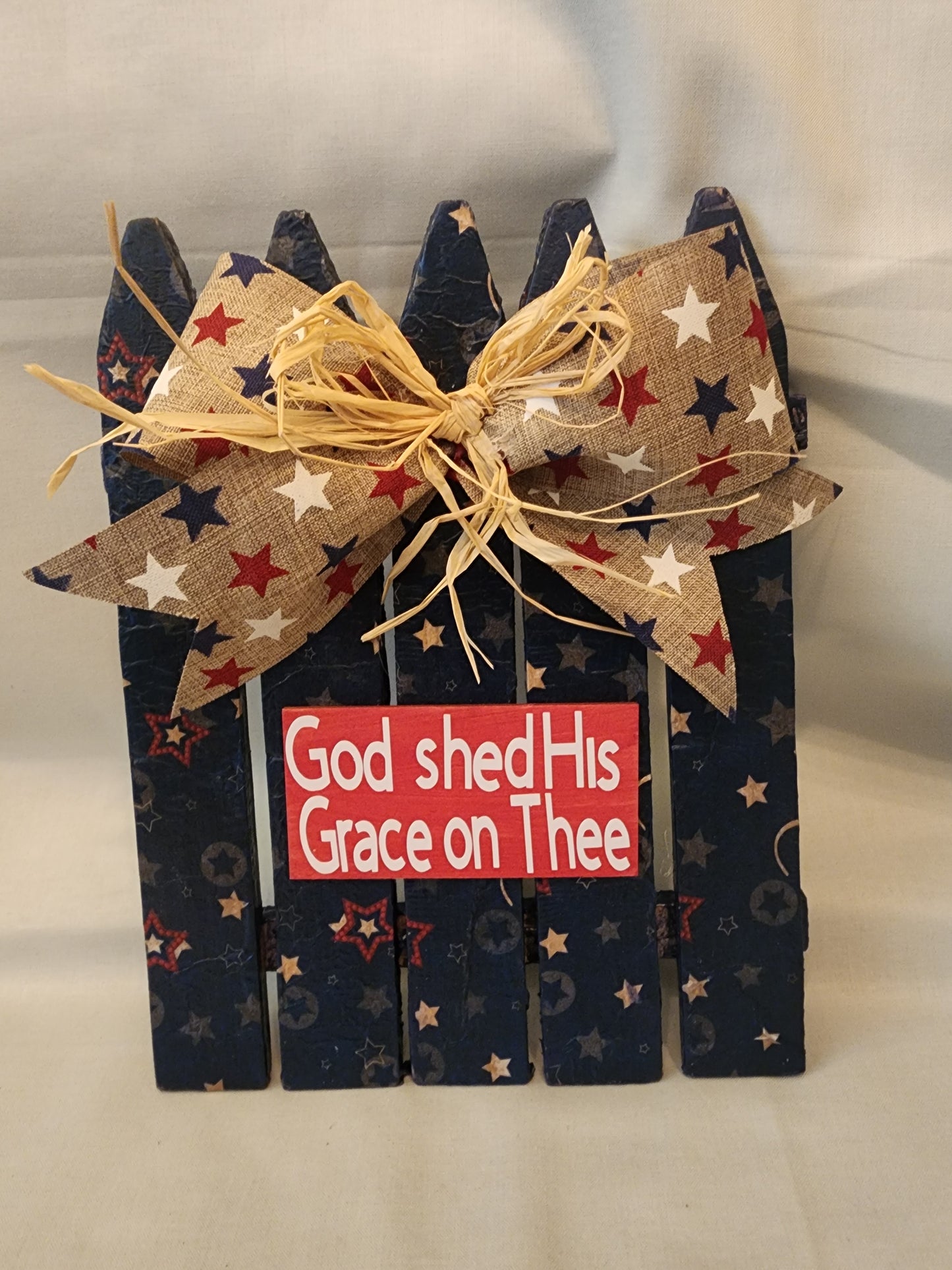 Patriotic "God Shed His Grace on Thee" Wooden Wall Decor